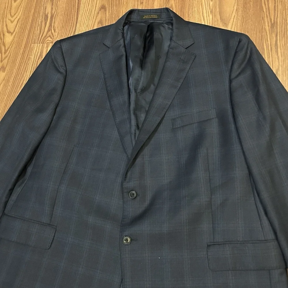 Jos. A. Bank Reserve Tailored Fit Gray Plaid Reda 1865 Sz. 52R Blazer Windowpane